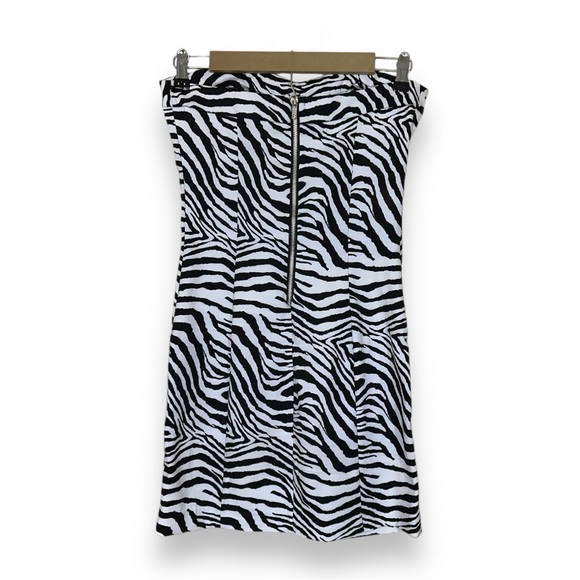 Y2K ZEBRA PRINT STRAPLESS SWEETHEART NECKLINE PLEATED DRESS · SIZE 5/6 - Picture 3 of 9
